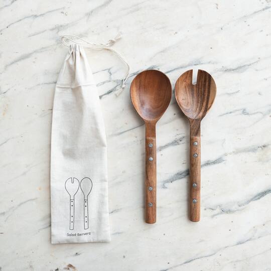 Hello Honey® Natural Rustic Charm Mango Wood Salad Server Set